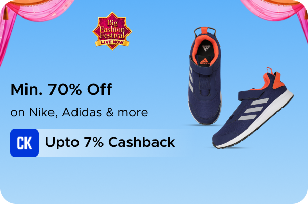 Min 70% Off on Nike, Adidas & more + Upto 7% Cashback